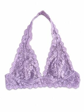 Free People Intimately Lavender Floral Lace Halter Bralette Boho Lingerie